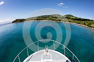 Boat and Tropical Island in Fiji