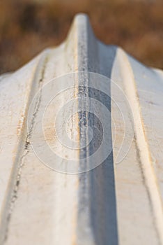 Boat upside down used white keel with scratches