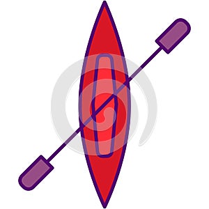 Boat vector icon, line canoe kayak illustration