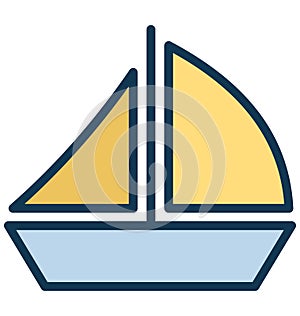 Boat Vector icon which can be easily modified or edit in any color