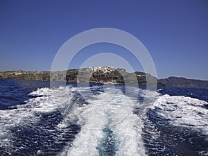 Boat Wake Near Santorini