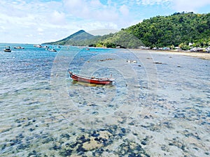 A boat on the water in lemukutan island