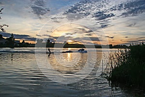 Boat with Waterskier