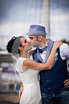 Boat, wedding, bride and groom