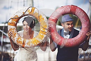 Boat, wedding, bride and groom