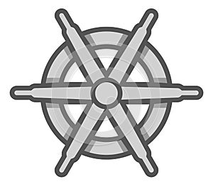 Boat wheel icon. Round ship controlling device