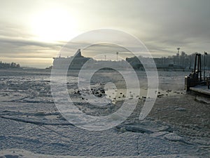 Boat in winter Helsinki.