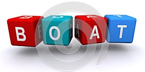 Boat word block on white