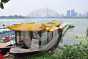 Boat at Xuanwu Lake, Nanjing, China