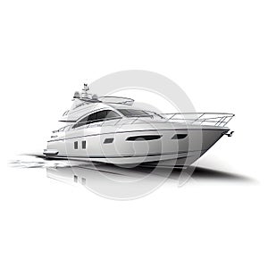 Boat or yacht, isolated against a pristine white background