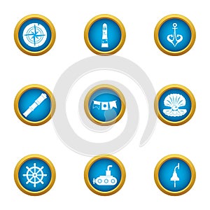 Boatbuilder icons set, flat style