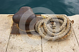 Boater's rope on dock