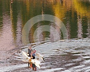 Boaters On The North Saskatchewan River In Outrigger