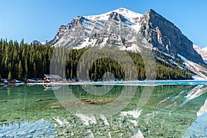 Boathouse next to Lake Louise - Banff , Alberta, Cana