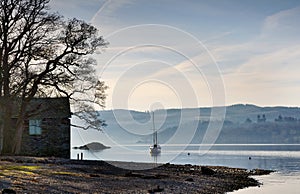 Boathouse on the shore of Lake Windermere