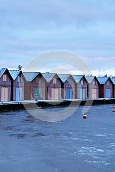 Boathouses in KÃ¤ngsÃ¶ marina