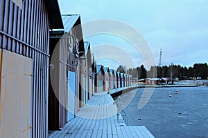 Boathouses in KÃ¤ngsÃ¶ marina