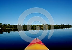 Boating on blue lake