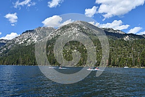 Boating in Emerald Bay on South Lake Tahoe in California