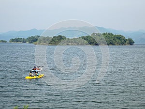 Boating on a lake