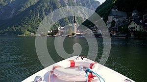 Boating on Lake Hallstatt viewing the Old Town