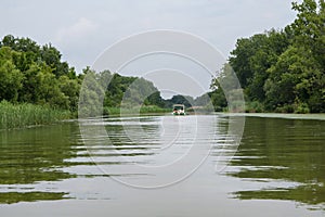 Boating on Lake Tisza, Hungary