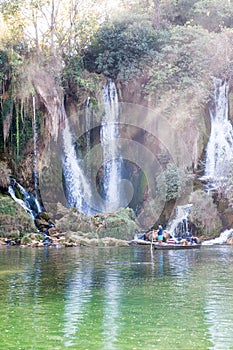 Boating near the waterfall