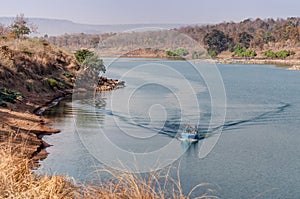 Boating at Panna river at Panna National Park, Madhya Pradesh, India