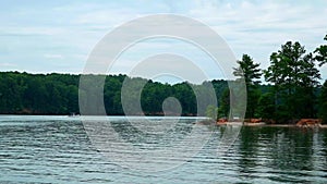 Boating on a peaceful lake