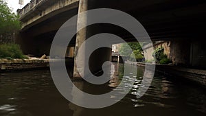 Boating through River Walk in San Antonio, Texas