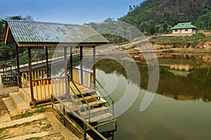 Boating spot of Chayatal or Chaya Taal, West Sikkim, India. Famous for Reflection of snow-capped Mount Kanchenjunga and Kabru on