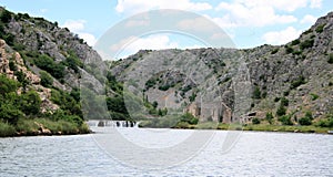 Boating the Zrmanja river inland from Obrovac in Croatia