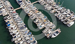 Boats from above in Dana Point, California