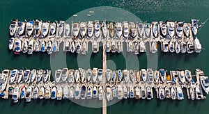 Boats from above in Dana Point, California