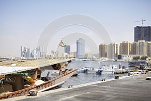 Boats at Ajman harbor, United Arab Emirates photo