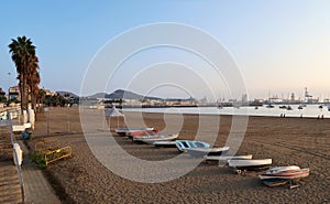 Boats at Alcavaneras Beach in Las Palmas, Gran Canaria, Canarian Islands, Spain