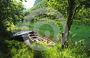 Boats along a river