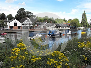 Boats along river, Chester