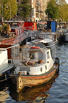 Boats on the Amstel, Amsterdam photo