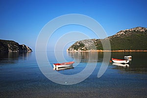 Boats anchored in bay