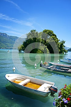 Boats in annecy lake