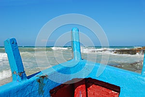 Boats ashore on the coast of Apulia of Torre Canne - Puglia - It