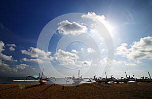 Boats on Bali beach