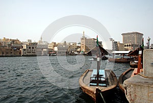 Boats on the Bay Creek in Dubai, UAE