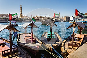 Boats on the Bay Creek in Dubai, UAE