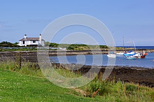 Boats in the bay of Groomsport in County Down, Northern Ireland UK