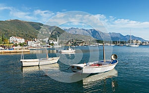 Boats in Bay of Kotor. Montenegro