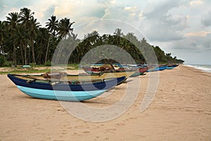Boats on the beach of Sri Lanka
