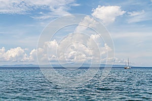 Boats in Bohol Sea or Mindanao Sea, Philippines.