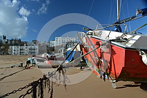 Boats on Broadstairs beach UK